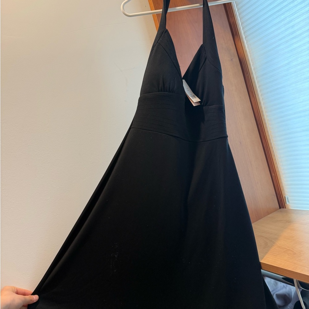 Banana Republic Elegant Business Casual Halter Neck Tie Black Mini Dress